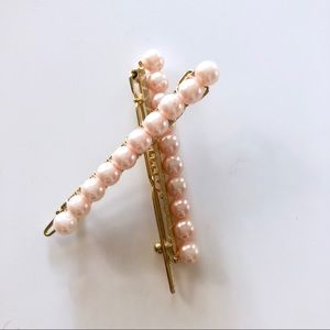 Vintage Y2K Pink Pearl Hair Barrettes